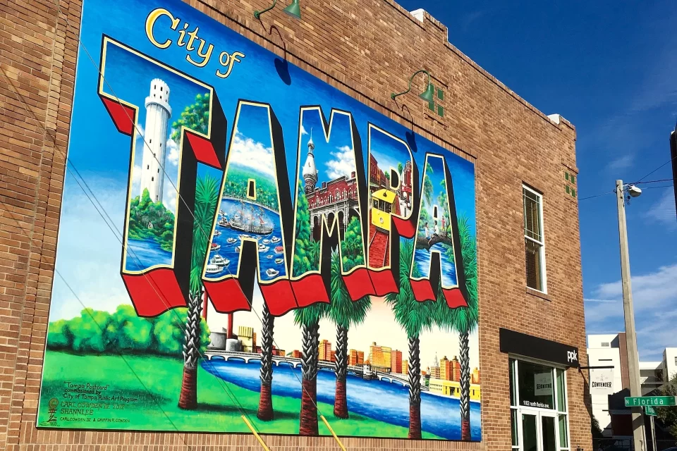 A colorful mural found on a business building in Tampa, Florida.